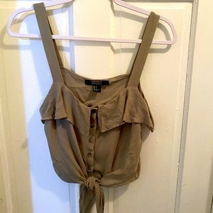 Olive green tie crop top